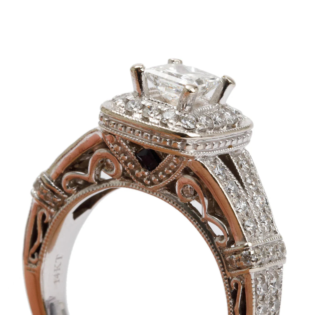 14k White Gold Love Diamond Engagement Ring, Size 6 w/ GIA Certificate