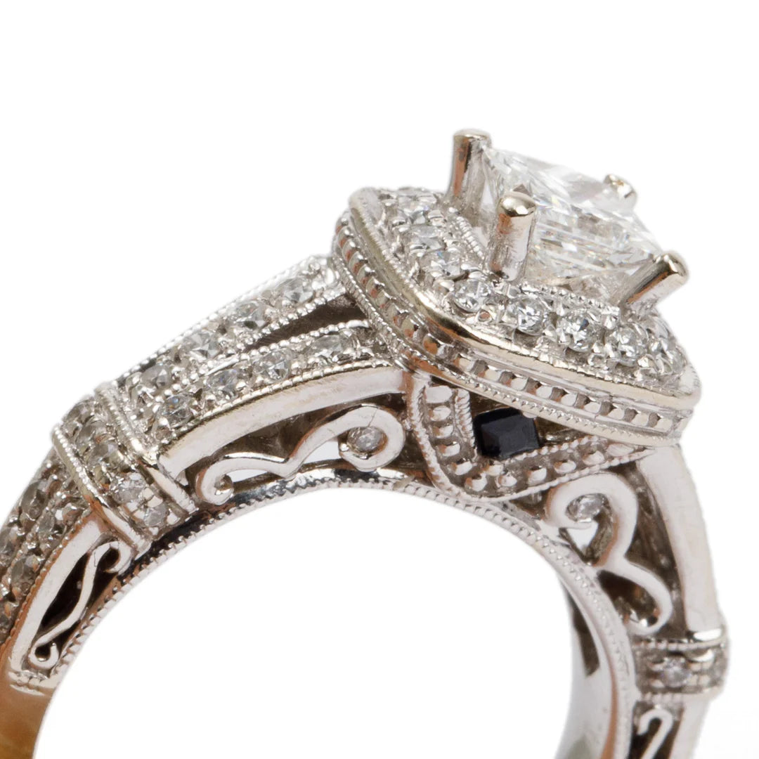 14k White Gold Love Diamond Engagement Ring, Size 6 w/ GIA Certificate