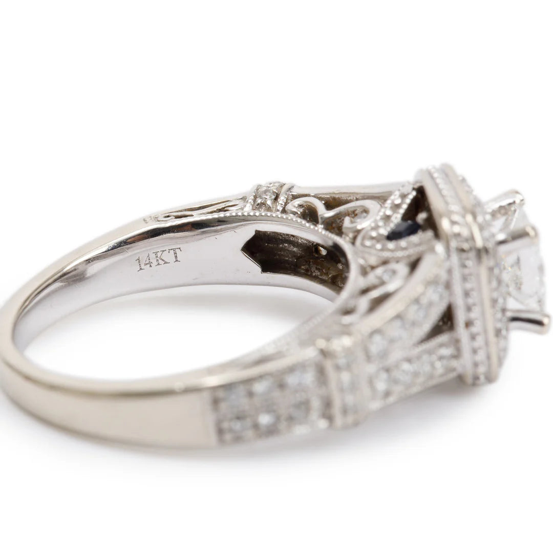 14k White Gold Love Diamond Engagement Ring, Size 6 w/ GIA Certificate