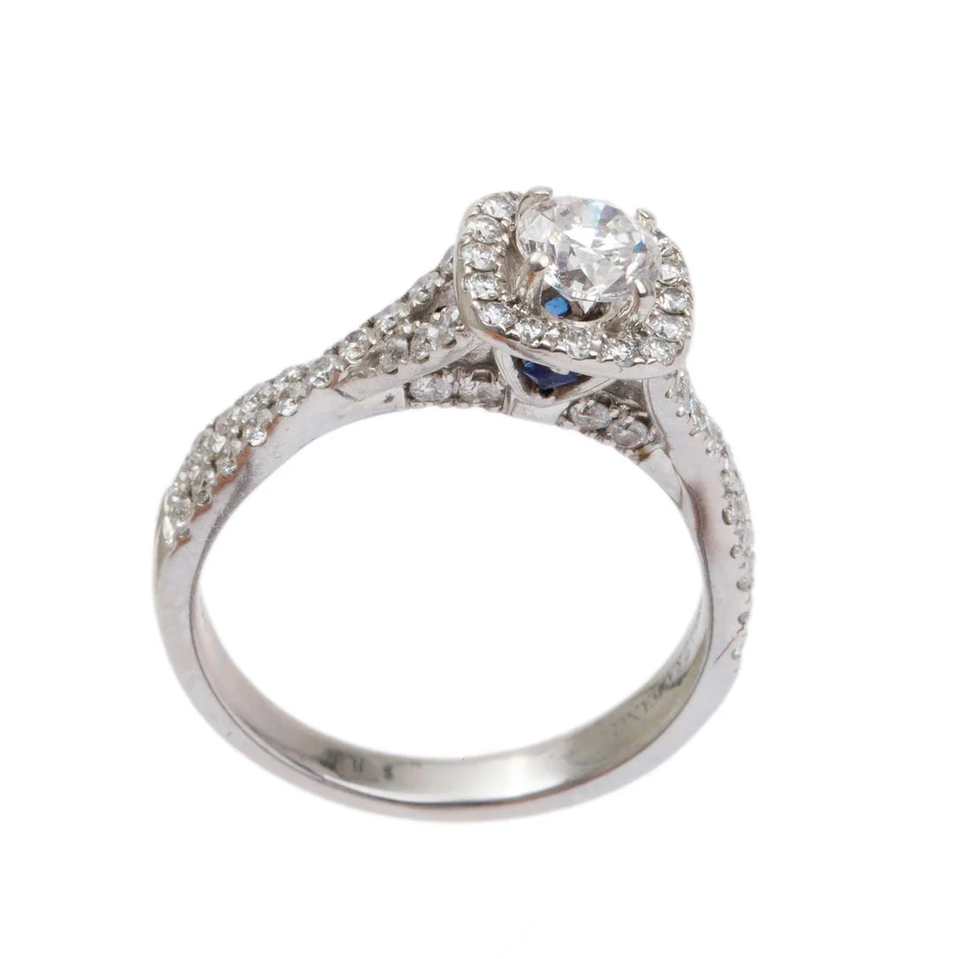 14k White Gold Love Diamond Engagement Ring, Size 6.5