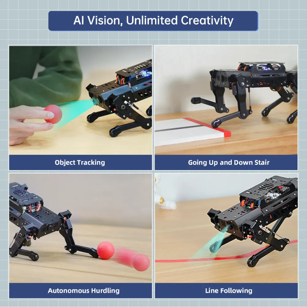 Hiwonder PuppyPi Pro ROS Quadruped Robot, Integrated with AI Large Model (ChatGPT), Supports AI Vision, Voice Interaction, LiDAR, and Robotic Arm Attachment (Pro Kit/ Raspberry Pi 4B 4GB)