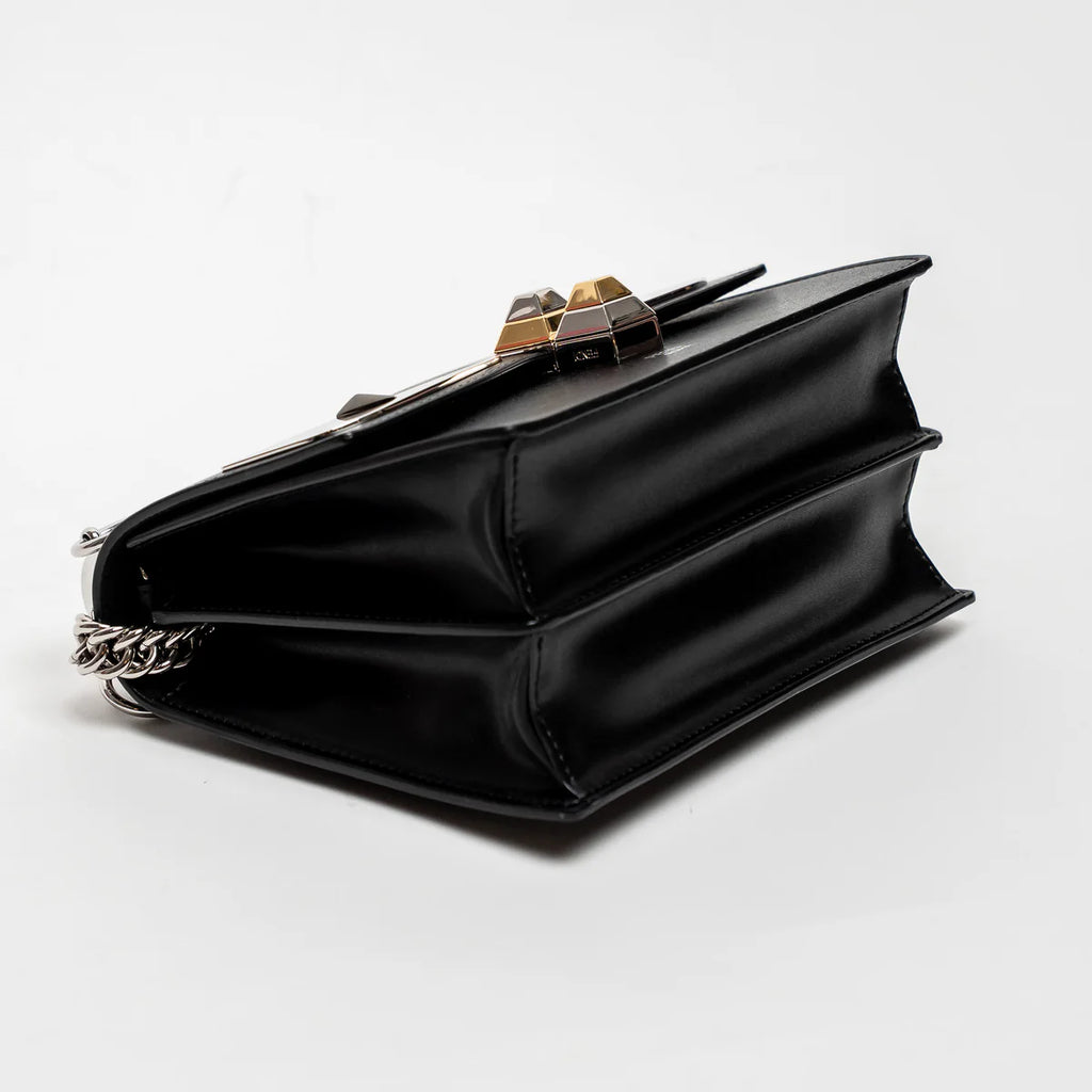 Black Calfskin Leather Kan Monster Chain Bag