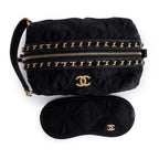 2021 Black Nylon Grosgrain Lifestyle Pouch w/ Sleep Mask &amp; Authenticity Card