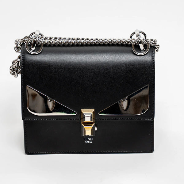 Black Calfskin Leather Kan Monster Chain Bag