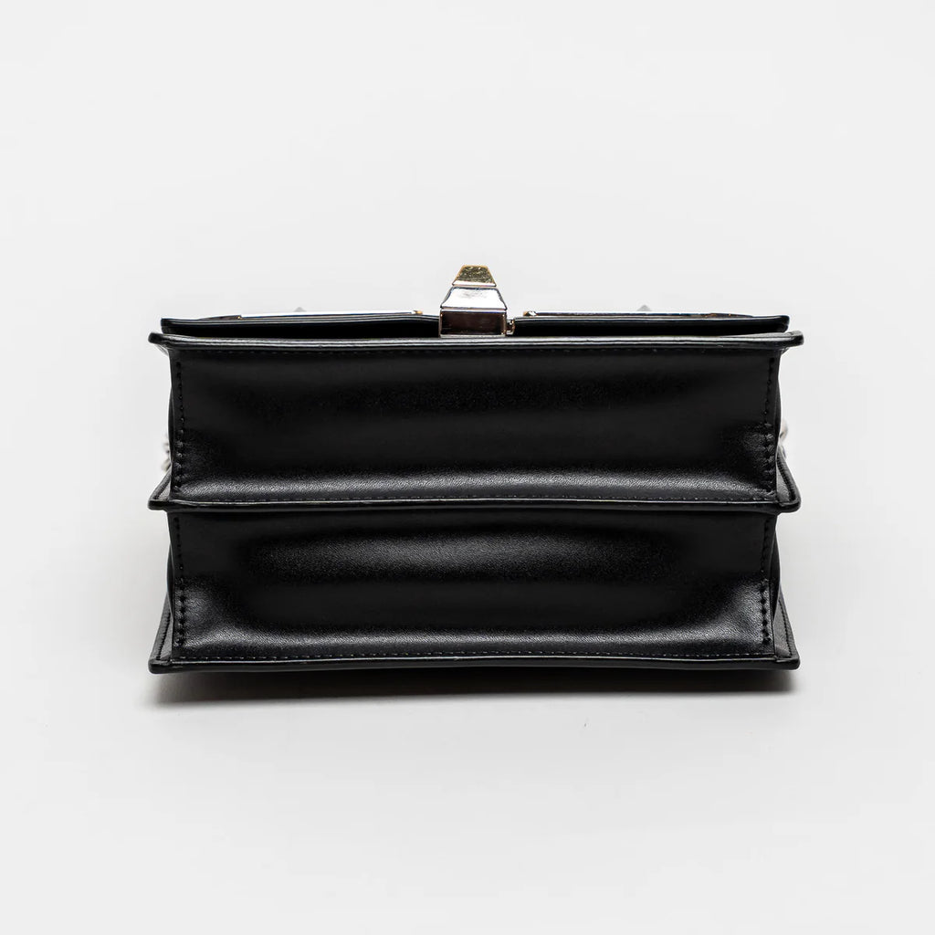 Black Calfskin Leather Kan Monster Chain Bag